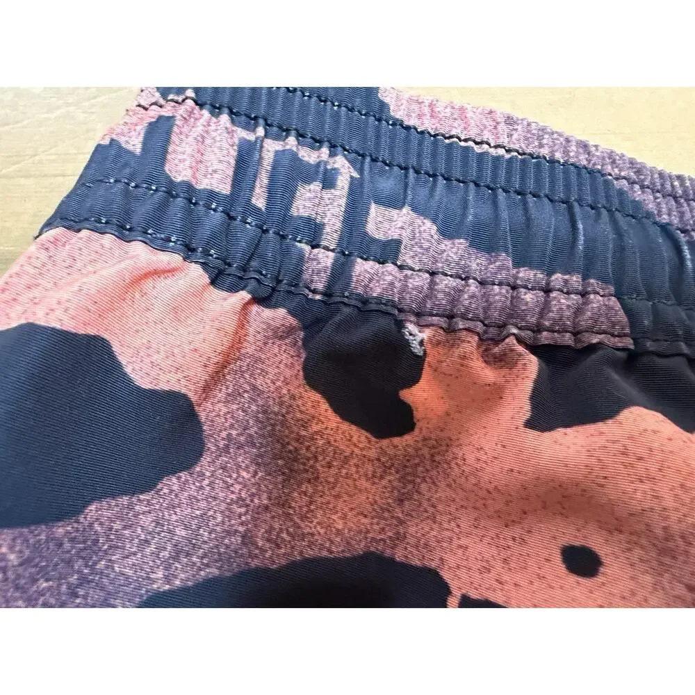 Ksubi Mens Swim Trunks Shorts Large Camo Black Orange Drawstring Casual Beach